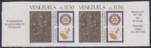 Venezuela Sc1412 Rotary Club, Anti-Polio Campaign Day, Medicine, Imperf Pair - Picture 1 of 1