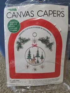 '83 Leisure Arts Leinwand Kapern 435 Winter Hirsch Ring 5x9" Kit Wald Vintage Handwerk - Bild 1 von 5