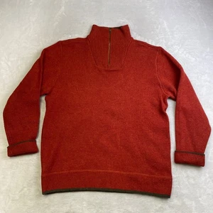 Maglione uomo Irelandseye 100% lana XL rosso quarto zip pullover maglia - Foto 1 di 11