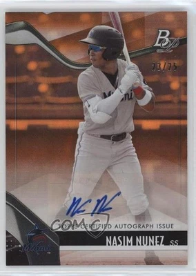 2021 Bowman Platinum Top Prospects Orange Auto /25 Nasim Nunez #TOP-44 Auto - Image 1 of 2