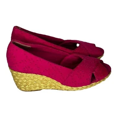 Zapatos Chaps Talla 7.5 Alpargata Rosa Punta Abierta Cuña Foto 1 de 4