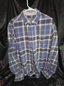 Eddie Bauer Hemd Herren XL blau grau kariert Flanell Button Down Freizeit Outdoor - Bild 1 von 4