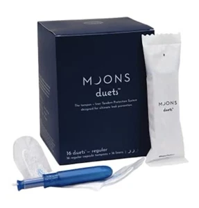 MOONS DUETS Compact Tampons w/ Slim Liners in Soft Pouch Combo 16 Duets Super - Picture 1 of 5
