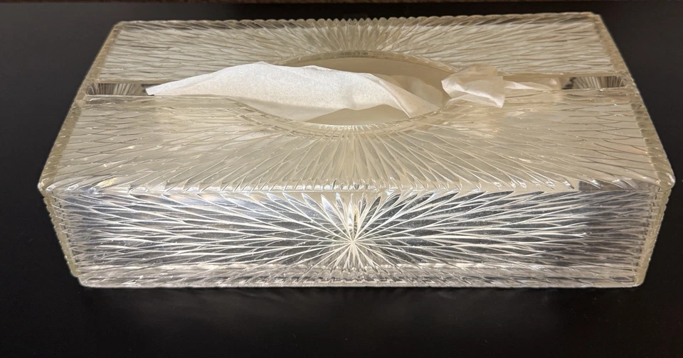 Caja de pañuelos vintage Celebrity Inc Lucite diseño Sunburst hecha en EE. UU. Foto 1 de 4
