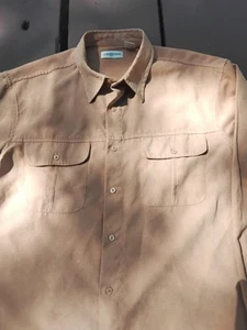 Mens Beige Chereskin soft shamy Textured Long Sleeve Button Up Shirt Sz XL - Picture 1 of 5
