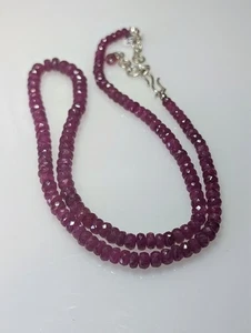 112.00ct Ruby & 925 Silver Beaded Necklace - 43cm - Adjustable - Picture 1 of 2