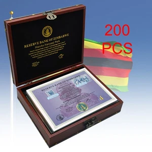 200pz Con Scatola Contenitori Nonillon Certificati Zimbabwe Carta UV Banconote - Foto 1 di 5