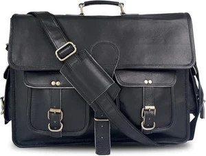 Borsa/borsa/messaggero per laptop in pelle alta marrone 18x14x6" - Foto 1 di 6