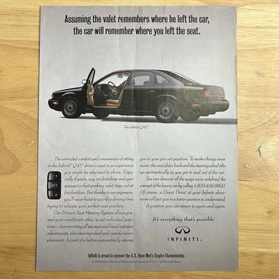 Anuncio impreso de revista Infiniti Q45 vintage anuncio a color página completa 1994 Foto 1 de 2