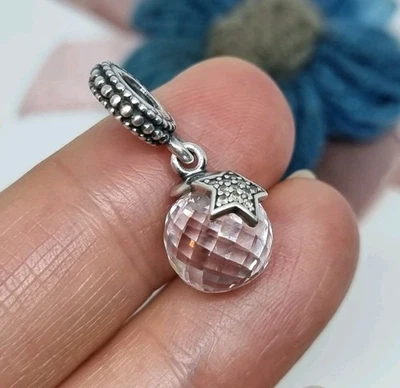 Genuine Pandora Moon & Star Dangle Charm Clear Crystal  💕 S925 ALE   - Image 1 of 4