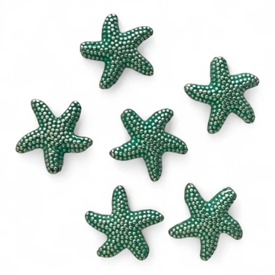 10 Aqua Silver Starfish Beads 17mm – Double-Sided Enamel Charms for Jewelry - Image 1 of 4