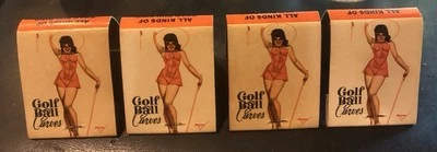 1950s George Petty Pin-Up Artwork GOLF BALL CURVES (4) Matchbooks Promo TX Mint — 第 1/4 张图片