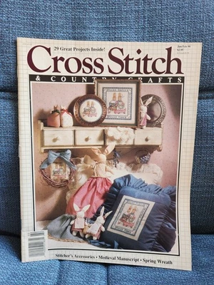 Cross Stitch and Country Crafts Magazine Jan/Feb 1990 Vintage 29 Projects - Image 1 of 4