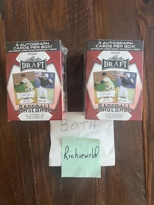 (2X)  2021 FACTORY SEALED LEAF DRAFT  BASEBALL BLASTER BOXES   W/3  AUTOGRAPHS - Image 1 of 4