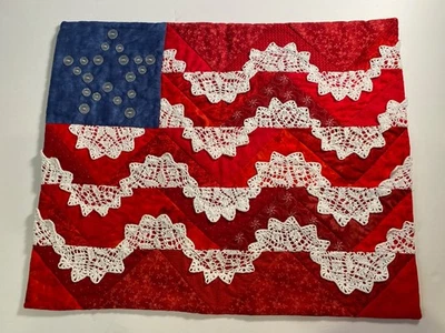 Decoración Bandera Americana Acolchada - Colgante de Pared Hecho a Mano  Foto 1 de 4