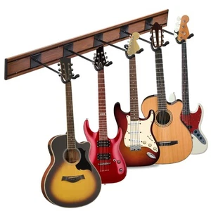 Guitar Wall Mount - Holds Multiple Guitars, 5 Rotatable Hooks - Suits Acousti... - Picture 1 of 9
