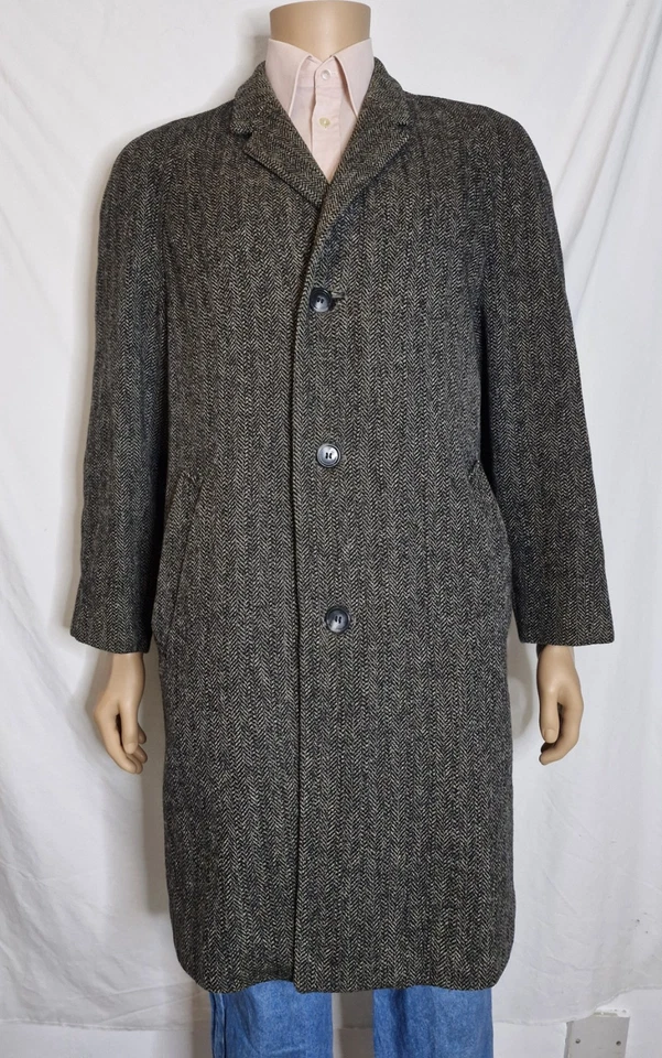 Vintage 1960s Men Lambs Wool Overcoat Size Medium Retro 60s - Image 1 of 4