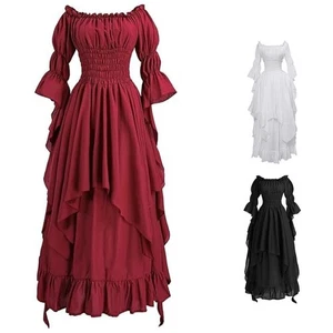 Women Vintage Corset Maxi Dress Medieval Renaissance Style for Halloween Party - Picture 1 of 20