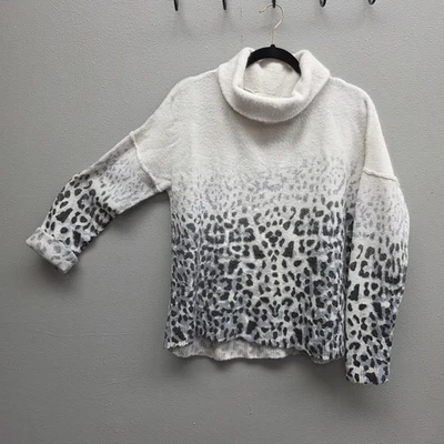 Vintage Havana Sweater Womens Small White Gray Cowl Neck Leopard Ombre Pullover - Image 1 of 4