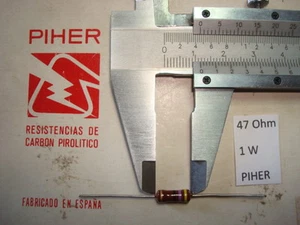 VINTAGE PIHER RESISTOR. 1W 47R 47 Ohm 5% *1 PC* NEW ORIGINAL 1990s C746 - Picture 1 of 1