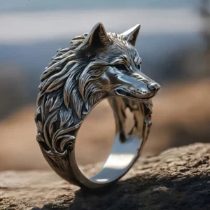 Wolf Head Ring Band Dog Animal Strength Nature Jewelry Silvery - Picture 1 of 7