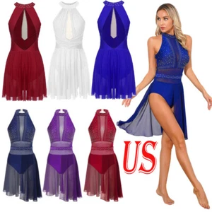 Mujer Disfraz de Danza Lírica Fluido Tul Contemporáneo Ballet Danza Leotardo Vestido - Imagen 1 de 104