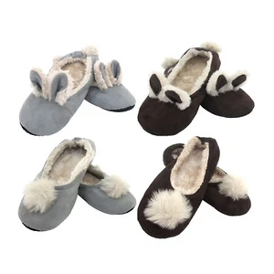 Adult Warm Soft Footies Rabbit Pom Pom Slippers Non-Slip Lined Socks Assort G - Picture 1 of 2