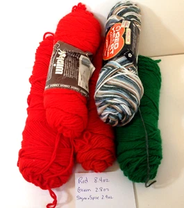 Yarn Lot Remnants Red Green & Sugar and Spice 4 ply woisted 13.5 Oz - Picture 1 of 6