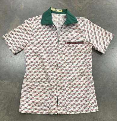 Vintage 7-Eleven Uniform Shirt 70s 80s Full Zip All Over Print Size X-Small - Image 1 of 4