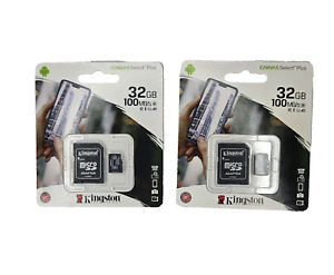 Lot of 2 Kingston Canvas Select Plus 32GB SD Card SDHC Memory Class 10 Adapter