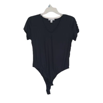 Eye Candy Women's Black Stretch Bodysuit Short Sleeve V-Neck Top Plus Size 1X - Image 1 of 4