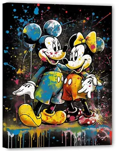 Mickey y Minnie sonríen entre los colores arte pop moderno mural talla 44 - Imagen 1 de 2