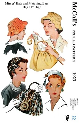 McCall's 1923 HATS & BAG Pattern Chemo Cancer Alopecia 22" - Image 1 of 4