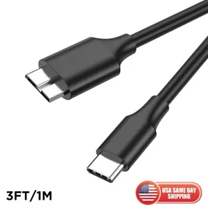 3ft Micro B to USB C Hard Drive Cable Cord Seagate Game Pass Portable External - Picture 1 of 7
