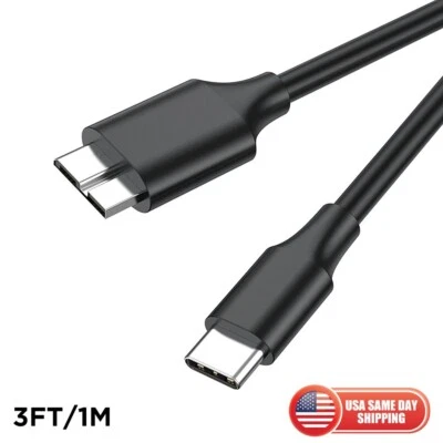 3ft Micro B to USB C Hard Drive Cable Cord Seagate Game Pass Portable External - Image 1 of 4