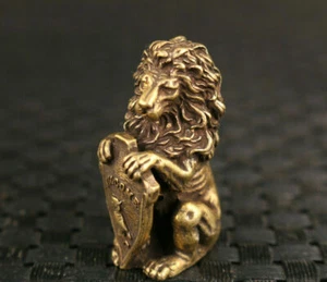 Rara Figura Estatua de León Leo Tallada a Mano Bronce Chino Colección Buen Soporte # - Imagen 1 de 6