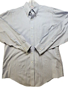 Brooks Brothers Classic Long Sleeve Shirt Blue Red Stripe Mens Size 15.5 34 - Picture 1 of 13