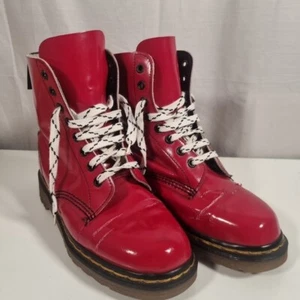 Seltene Dr Martens 70er Jahre Rot Lack Made In England Stiefel UK 6 Doppelnaht Vintage - Bild 1 von 24