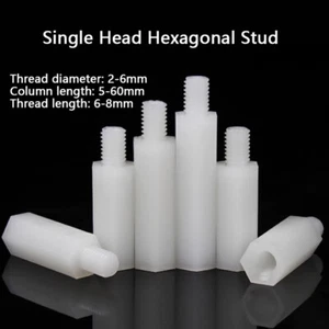 M2 M2.5 M3 M4 - M6 White Plastic Nylon Hex Column Standoff Support Spacer Pillar - Picture 1 of 10