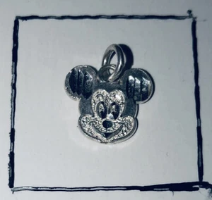 Vintage Sterling Silver Mickey Mouse 925 Diamond Laser Cut Medium Pendant Disney - Picture 1 of 2
