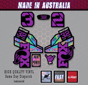 FOX Suspension Sticker 32 stepcast fork decal Purple/ Oil slick print Laminated - Bild 1 von 1