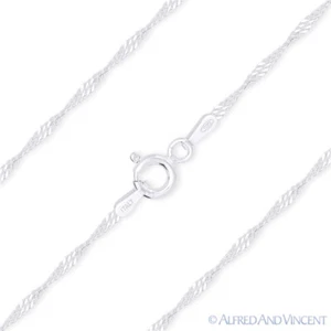 1.4mm Singapore Link Solid Italy 925 Sterling Silver Rope Italian Chain Necklace - Picture 1 of 2