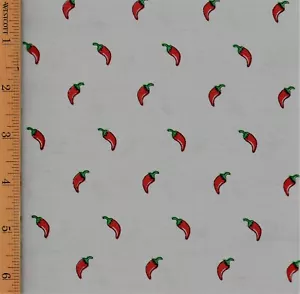 Tela de pimientos chilenos 100 % algodón cuarto de grasa FQ gris claro rojo verde #FA75 - Imagen 1 de 1