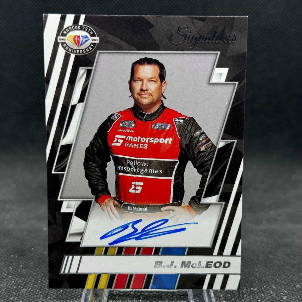 B.J. McLeod 2023 Prizm Racing NASCAR 75th Anniversary Signatures Auto On Card! - Image 1 of 2