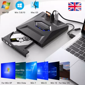 7in1 External USB 3.0 DVD CD RW Writer Drive Burner Reader Player For Laptop PC - Picture 1 of 13