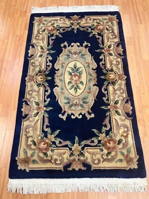 Alfombra oriental china Aubusson de 3' x 5' - Pila completa - Hecha a mano - 100 % lana Foto 1 de 4