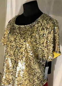 Top formal para mujer Harper IIV amarillo y negro con lentejuelas - Imagen 1 de 5