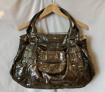 Beverly Feldman Animal Embossed Suede Studded Leather Satchel Bag NWOT - Image 1 of 4