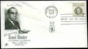 US FDC #1136 Artcraft Severe #2 Cachet Washington, DC Ernst Reuter - Picture 1 of 1