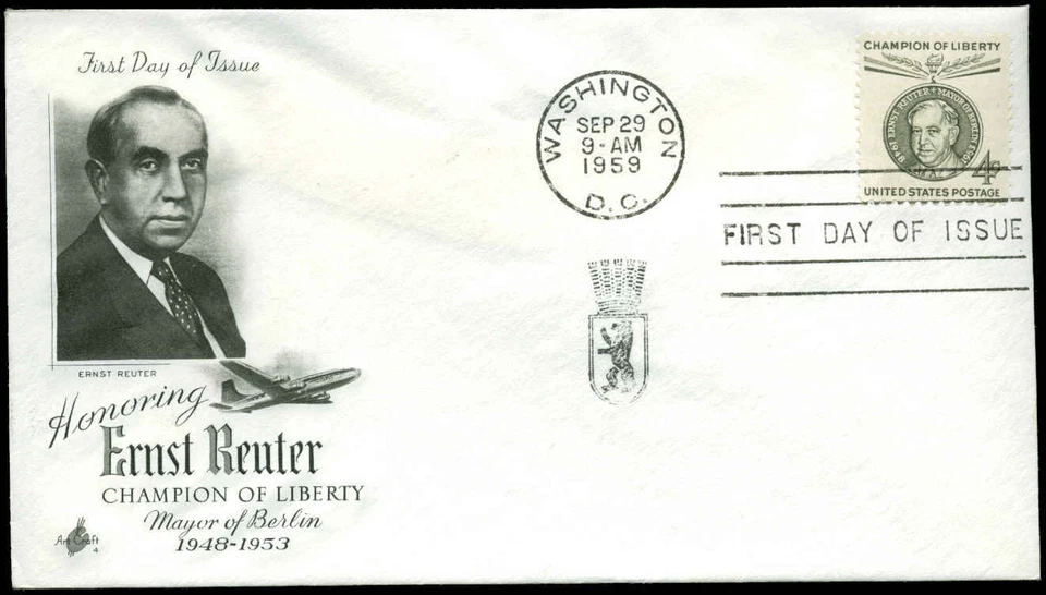 US FDC #1136 Artcraft Severe #2 Cachet Washington, DC Ernst Reuter - Image 1 of 1